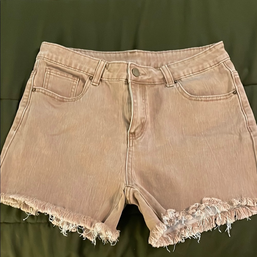 Born Primitive Tan Jean Shorts with Frayed Hem
